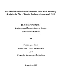 Respirable Particulate and Ground-Level Ozone Sampling Study in the City of Greater Sudbury – Summer of 2009