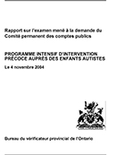 Programme intensif d’intervention précoce auprès des enfants autistes (Rapport sur l’examen mené à la demande du Comité permanent des comptes publics)